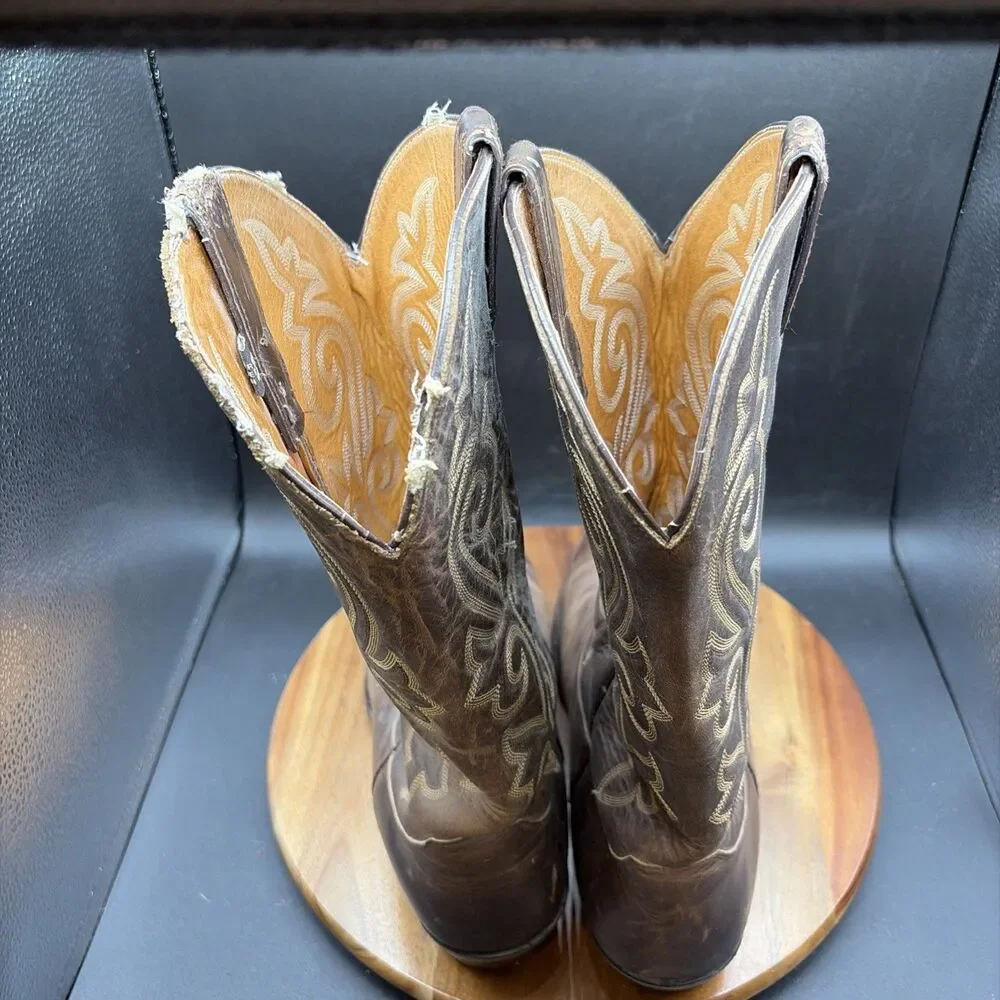 Justin 2253 Cowboy Boots Mens Size 12 EE Brown Buck Bay Apache Western Made USA